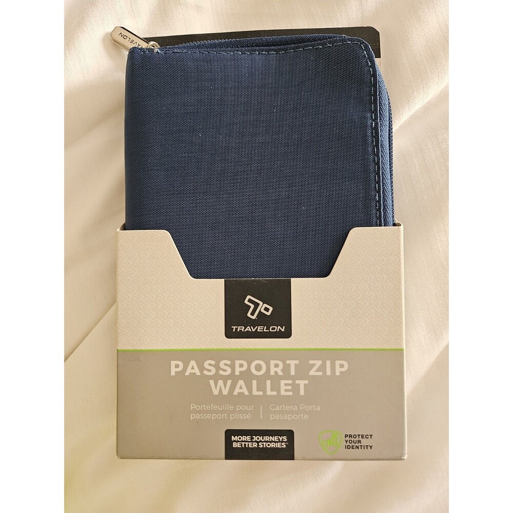 Travelon Passport wallet RIFD protected NEW in packaging Blue zippered